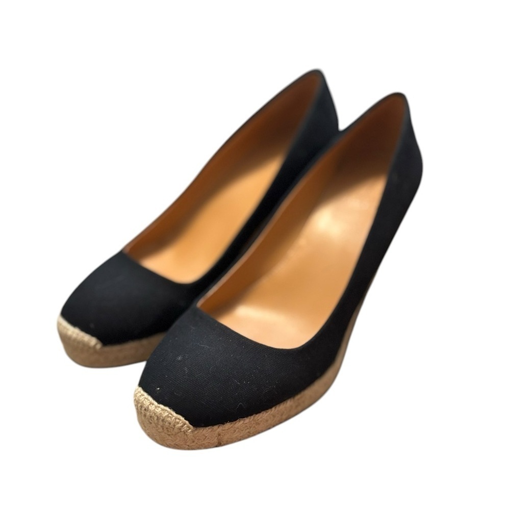 J Crew Womenβs Canvas Espadrille Wedges- Size 9